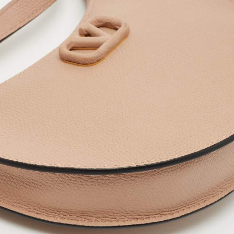 Pre Owned Valentino Beige Leather Mini VLogo Hobo