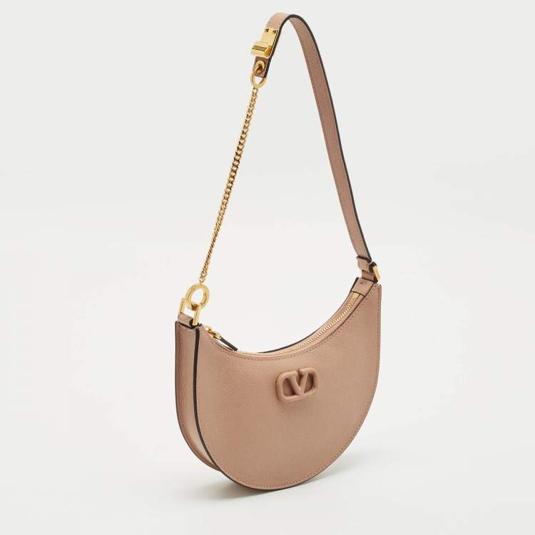 Pre Owned Valentino Beige Leather Mini VLogo Hobo