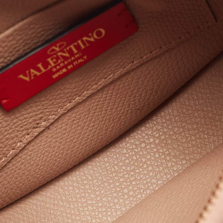 Pre Owned Valentino Beige Leather Mini VLogo Hobo