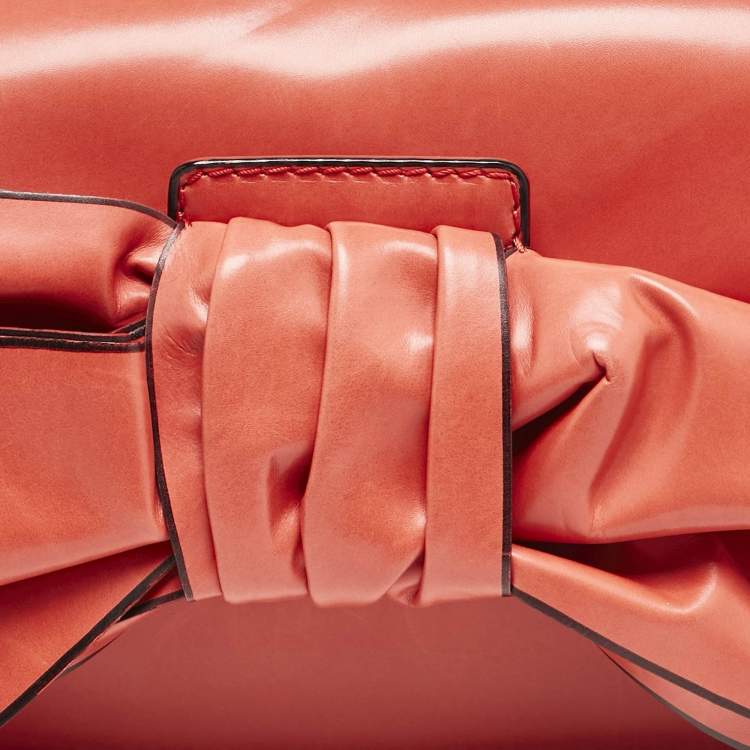 Pre Owned Valentino Red Leather Bow Flap Shoulder Bag