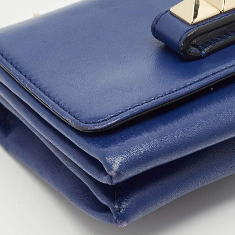 Pre Owned Valentino Blue Leather Va Va Voom Chain Clutch