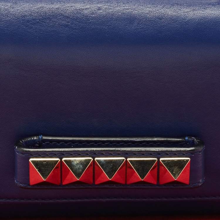 Pre Owned Valentino Blue Leather Va Va Voom Chain Clutch