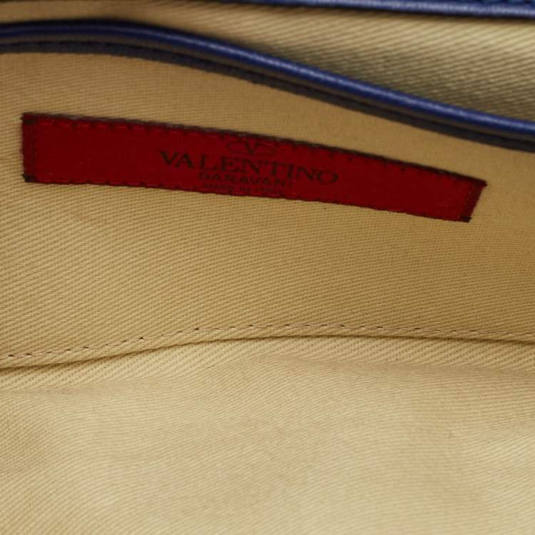 Pre Owned Valentino Blue Leather Va Va Voom Chain Clutch