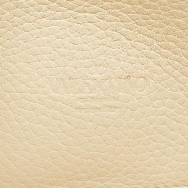 Pre Owned Valentino Off White Leather Rockstud Flap Shoulder Bag