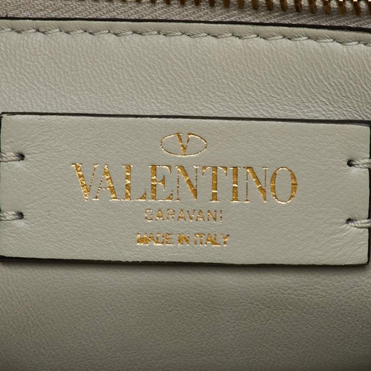 Pre Owned Valentino Off White Leather Medium Roman Stud Top Handle Bag