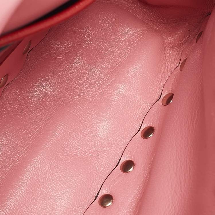 Pre Owned Valentino Pink Quilted Leather Small Rockstud Spike Chain Bag