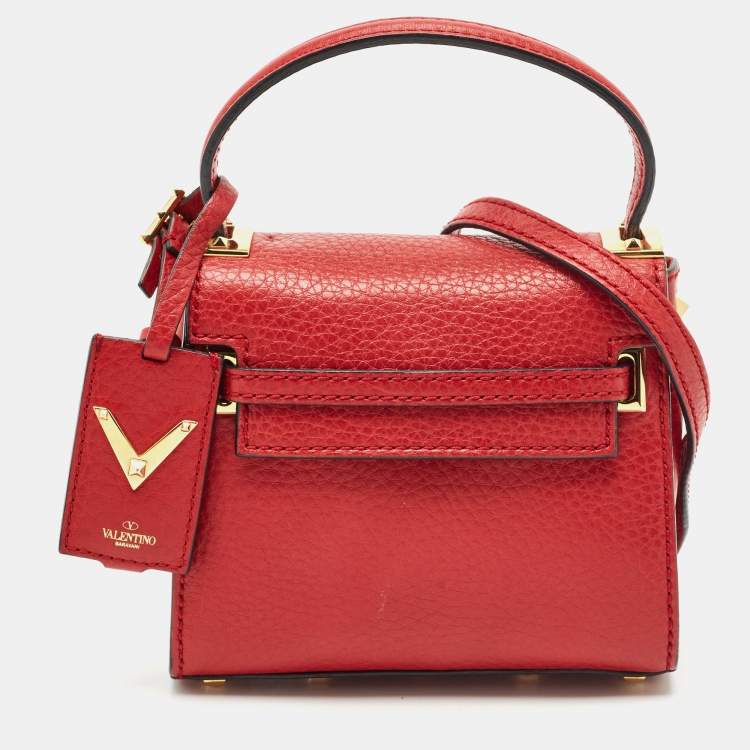 مملوكة مسبقًا Valentino Red Leather Mini My Rockstud Top Handle Bag