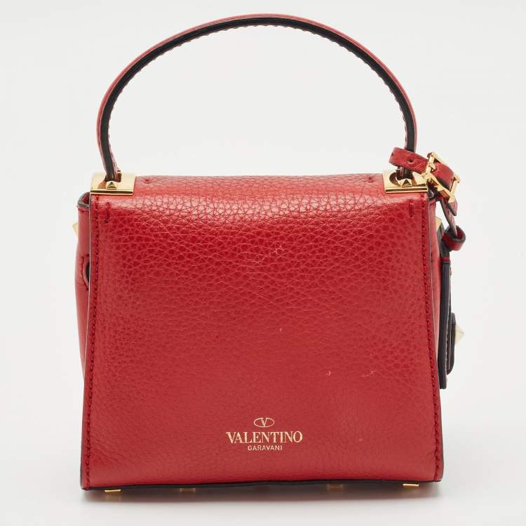 مملوكة مسبقًا Valentino Red Leather Mini My Rockstud Top Handle Bag