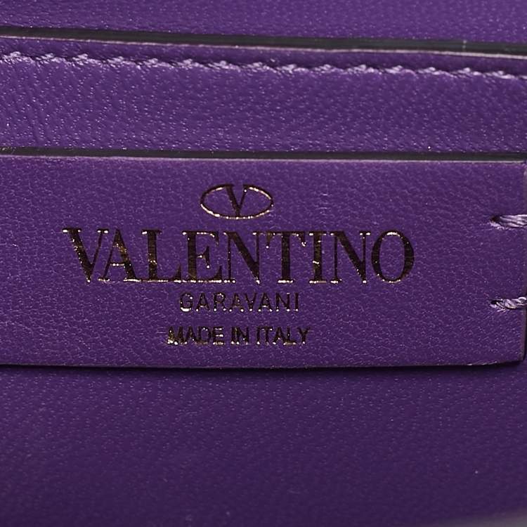Pre Owned Valentino Purple Suede Crystal Embellished Mini VSling Top Handle Bag