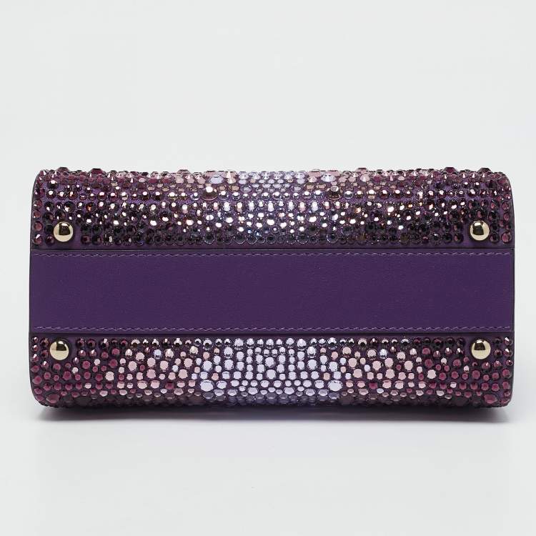 Pre Owned Valentino Purple Suede Crystal Embellished Mini VSling Top Handle Bag