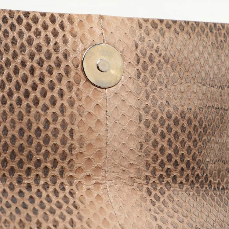 Pre Owned Valentino Brown/Beige Python Bow Clutch