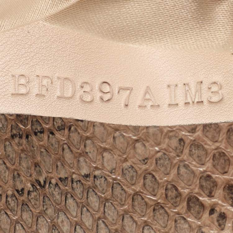 Pre Owned Valentino Brown/Beige Python Bow Clutch