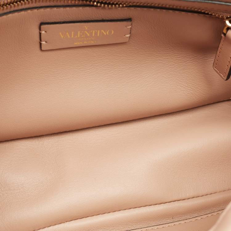 Pre Owned Valentino Beige Leather Large Roman Stud Shoulder Bag