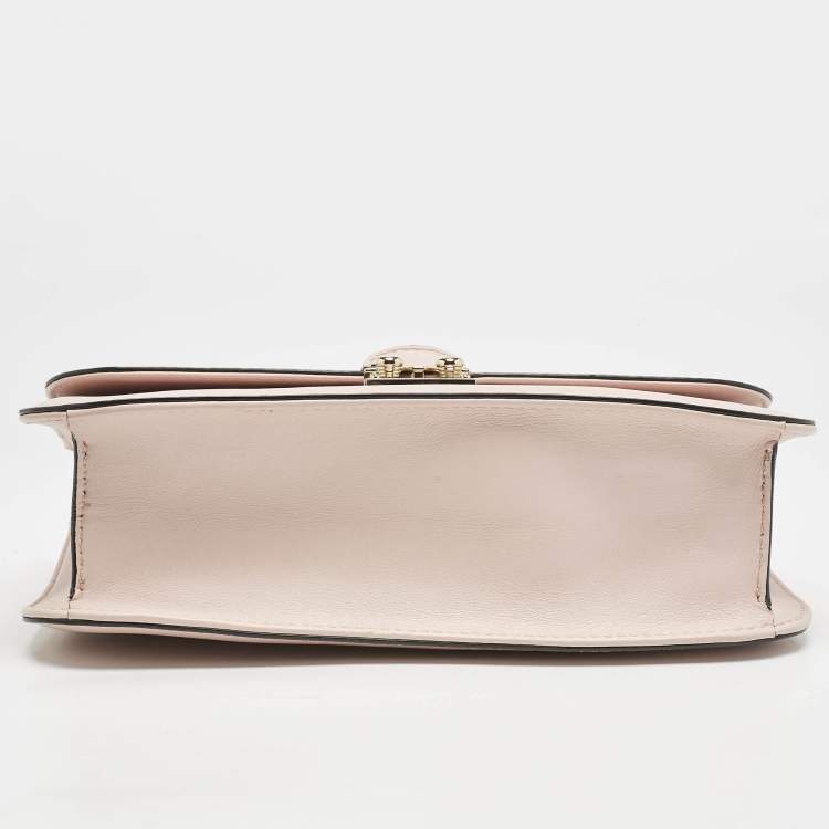 Pre Owned Valentino Pink Leather Medium Glam Lock Shoulder Bag
