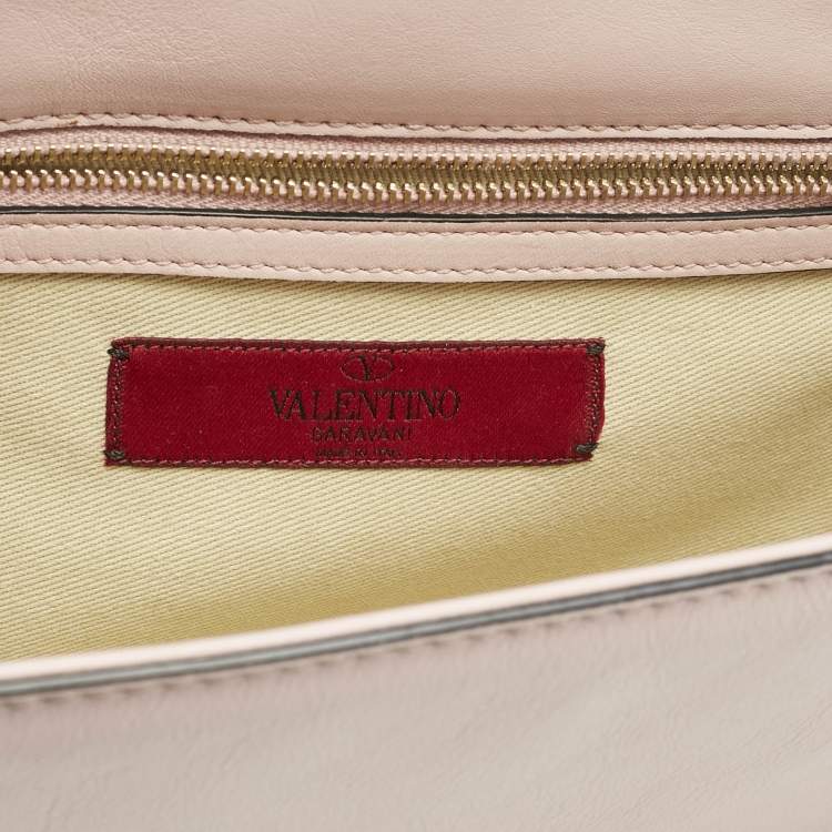 Pre Owned Valentino Pink Leather Medium Glam Lock Shoulder Bag