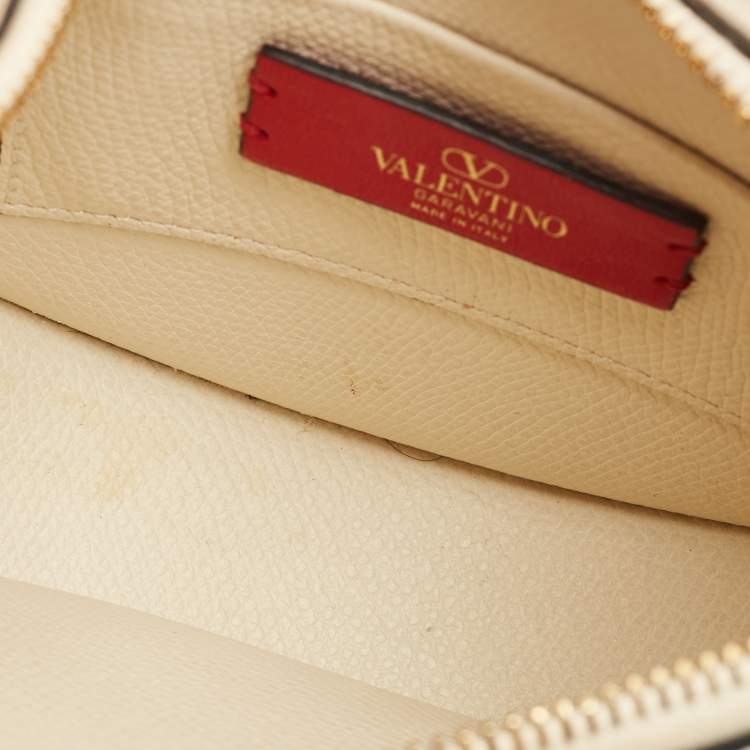 Pre Owned Valentino Off White Leather Mini VLogo Hobo