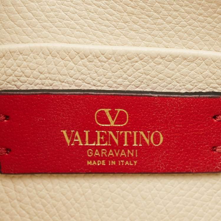 Pre Owned Valentino Off White Leather Mini VLogo Hobo