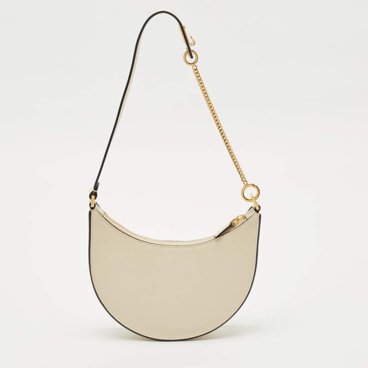 Pre Owned Valentino Off White Leather Mini VLogo Hobo