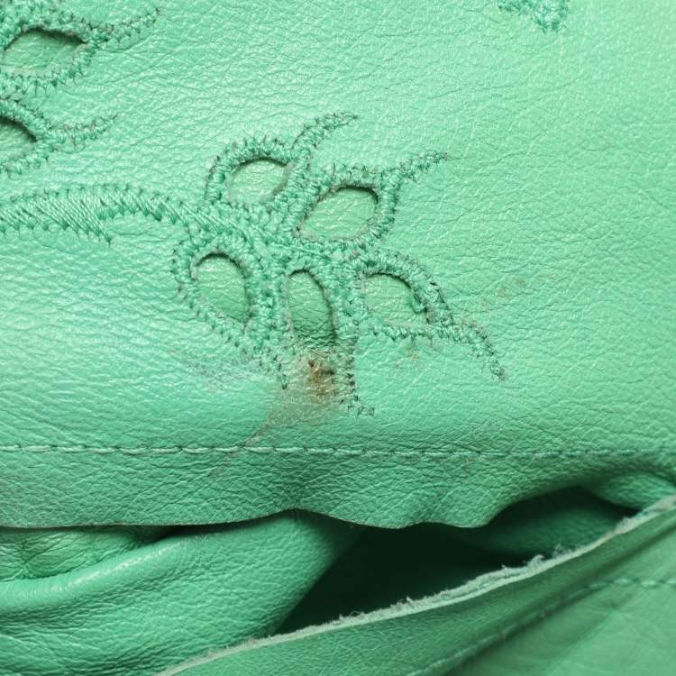 Pre Owned Valentino Light Green Laser Cut Leather Laceland Hobo