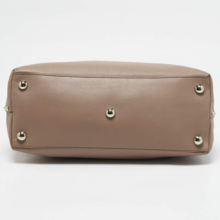 Pre Owned Valentino Beige Leather Rockstud Dome Satchel