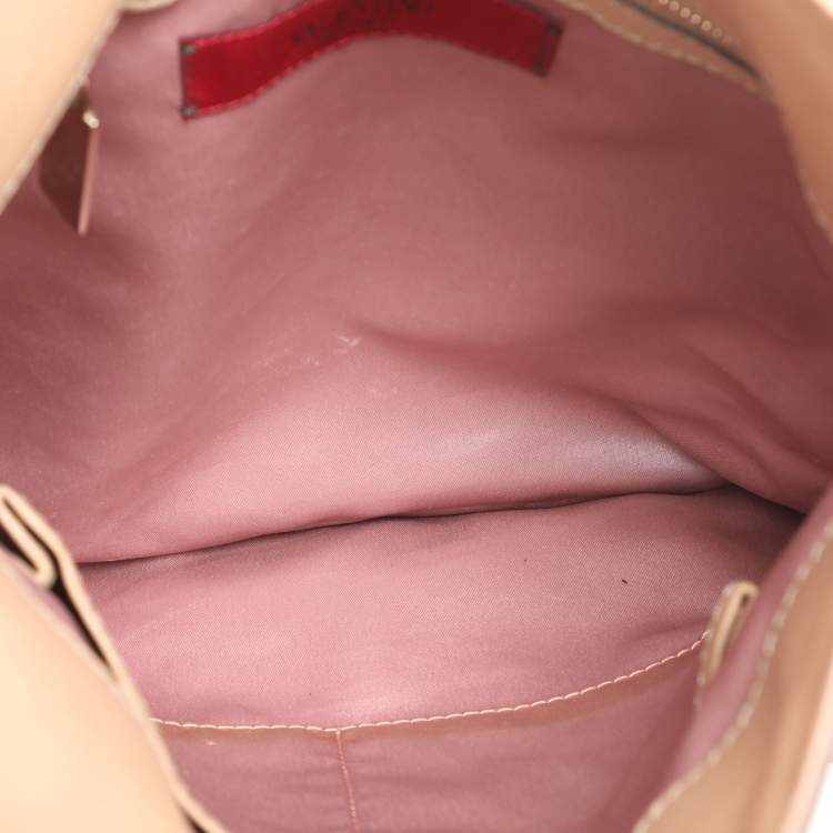 Pre Owned Valentino Beige Leather Floral Applique Shoulder Bag