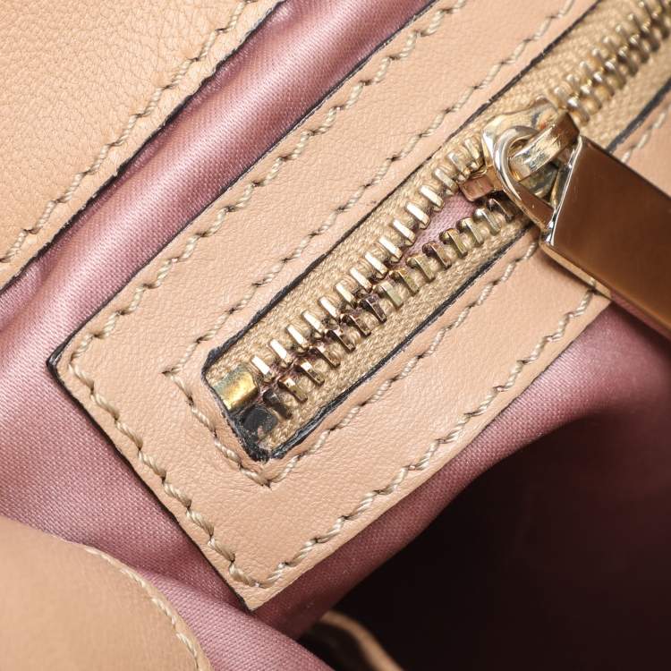 Pre Owned Valentino Beige Leather Floral Applique Shoulder Bag