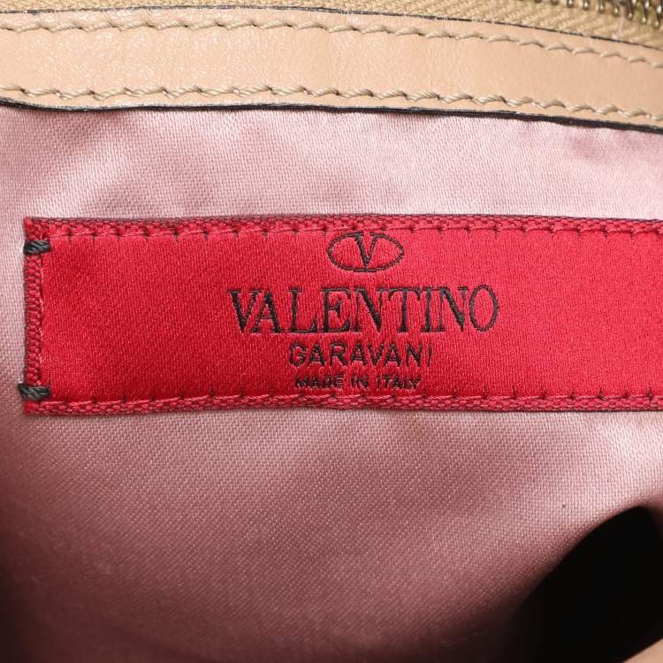 Pre Owned Valentino Beige Leather Floral Applique Shoulder Bag