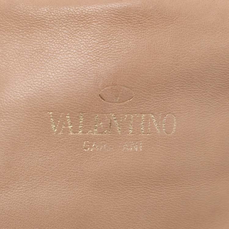 Pre Owned Valentino Beige Leather Floral Applique Shoulder Bag