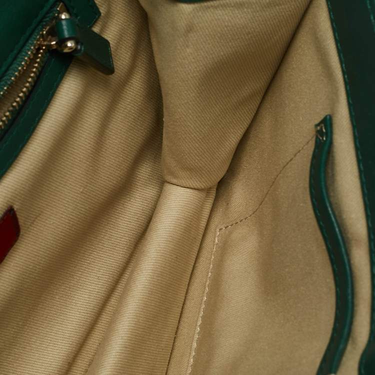 Pre Owned Valentino Green Leather Medium Rockstud Glam Lock Flap Bag