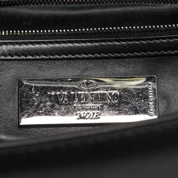 Pre Owned Valentino Black Leather Medium Noir Edition Glam Lock Shoulder Bag