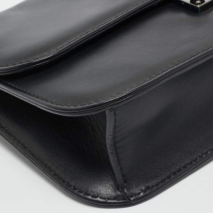 Pre Owned Valentino Black Leather Medium Noir Edition Glam Lock Shoulder Bag