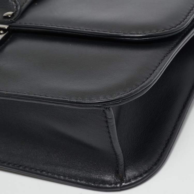 Pre Owned Valentino Black Leather Medium Noir Edition Glam Lock Shoulder Bag