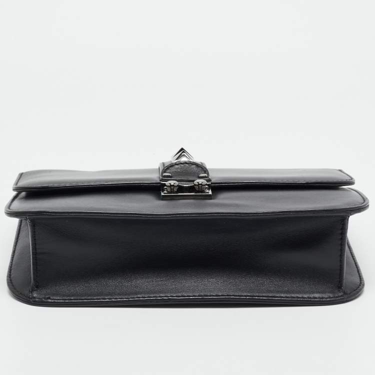 Pre Owned Valentino Black Leather Medium Noir Edition Glam Lock Shoulder Bag