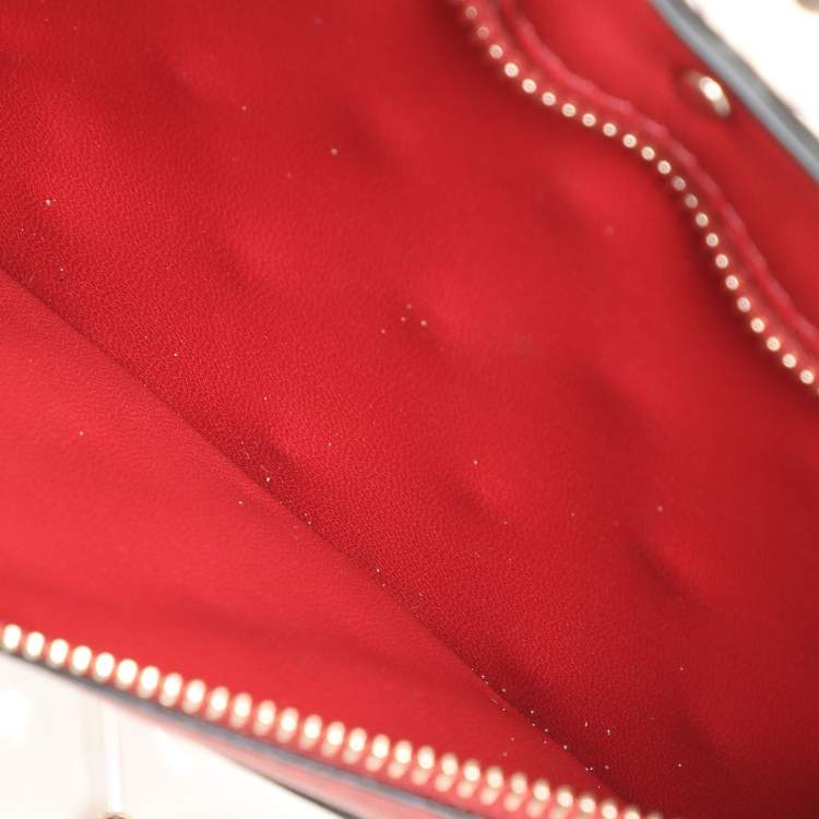 Pre Owned Valentino Clear/Red PVC Medium Rockstud Spike Top Handle Bag