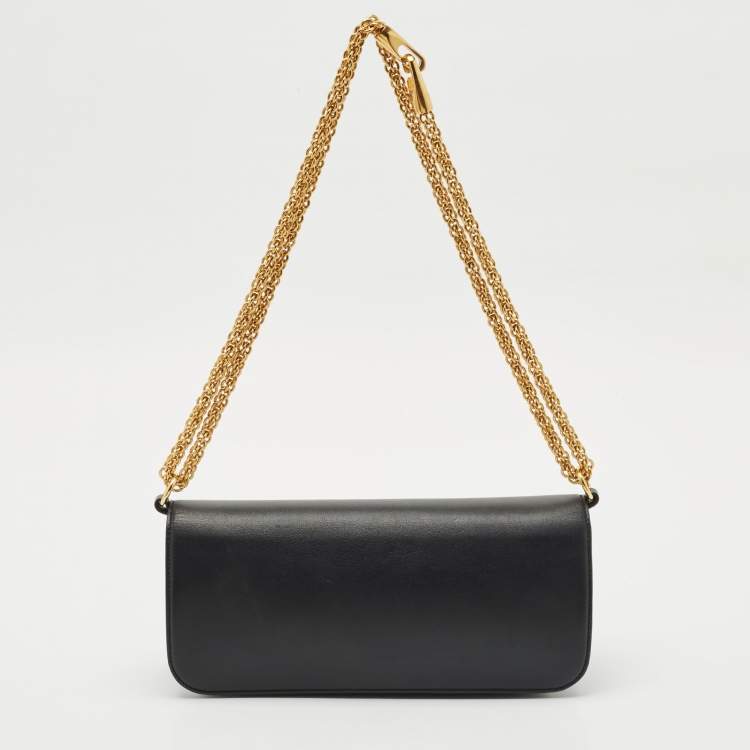 Pre Owned Valentino Black Leather Loco Flap Shoulder Bag