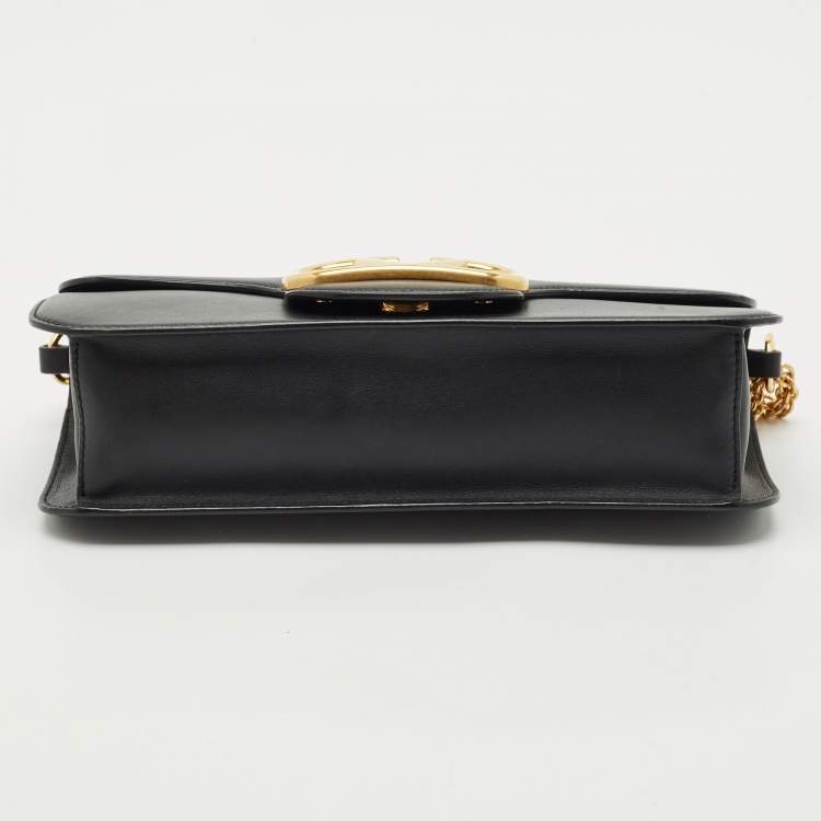 Pre Owned Valentino Black Leather Loco Flap Shoulder Bag