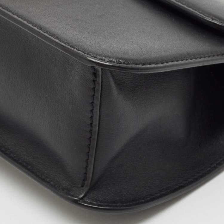 Pre Owned Valentino Black Leather Loco Flap Shoulder Bag