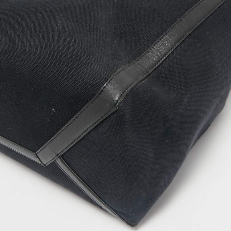 Pre Owned Valentino Dark Blue/Black Canvas and Leather VLTN Weekender Tote