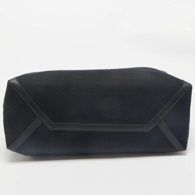 Pre Owned Valentino Dark Blue/Black Canvas and Leather VLTN Weekender Tote