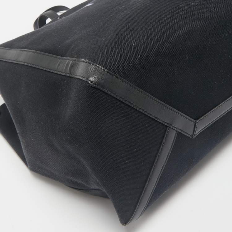 Pre Owned Valentino Dark Blue/Black Canvas and Leather VLTN Weekender Tote