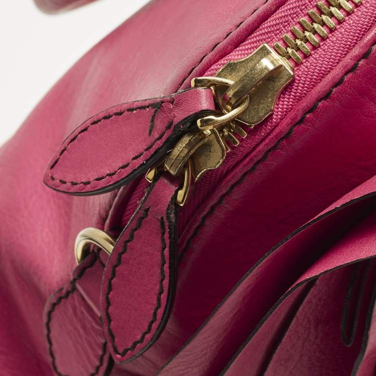 Pre Owned Valentino Petale Rose Fuchsia Leather Dome Satchel