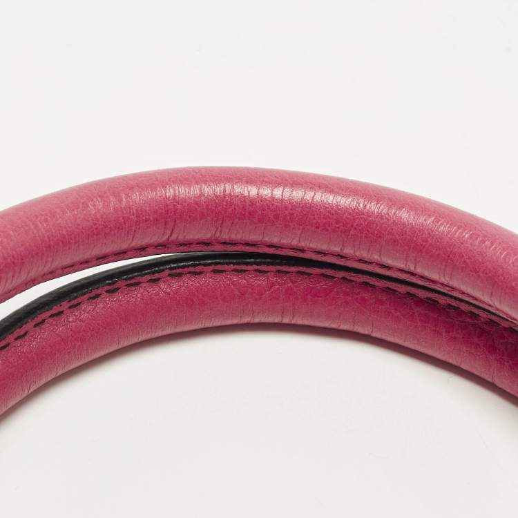 Pre Owned Valentino Petale Rose Fuchsia Leather Dome Satchel