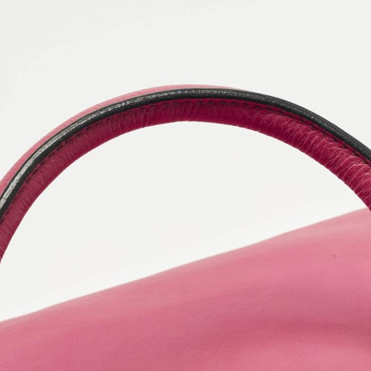 Pre Owned Valentino Petale Rose Fuchsia Leather Dome Satchel