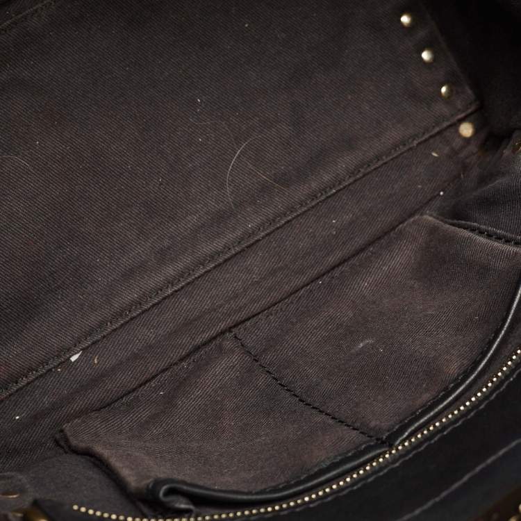 Pre Owned Valentino Black Leather Small Rockstud Trapeze Tote