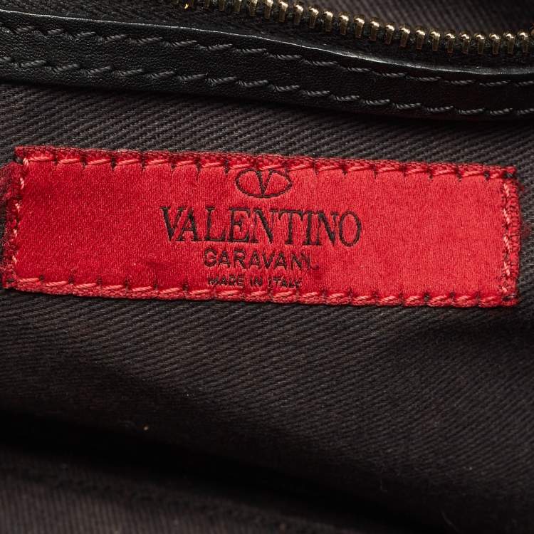 Pre Owned Valentino Black Leather Small Rockstud Trapeze Tote