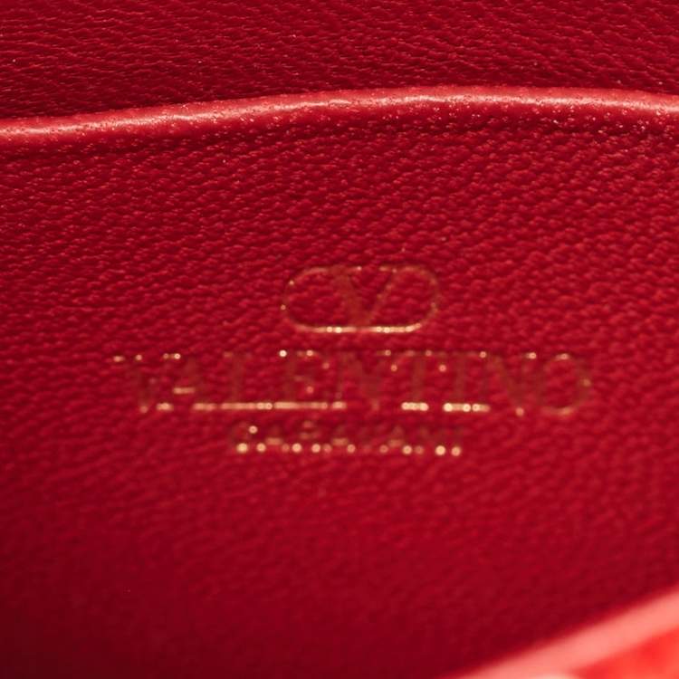 Pre Owned Valentino Red Iconographe Canvas and Leather Phone Crossbody Bag