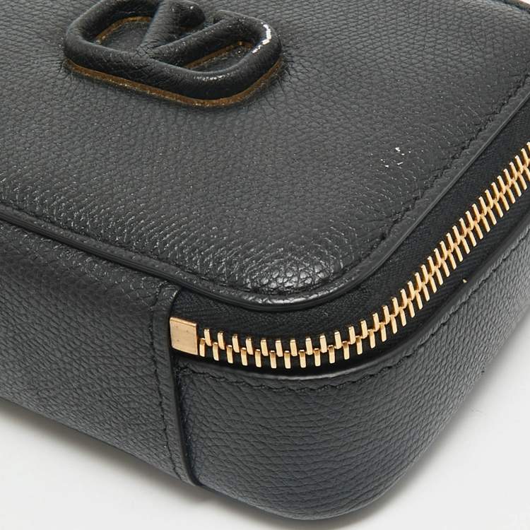 Pre Owned Valentino Black Leather Mini VSling Camera Crossbody Bag