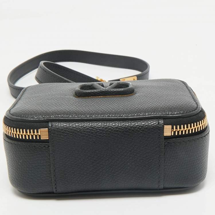 Pre Owned Valentino Black Leather Mini VSling Camera Crossbody Bag