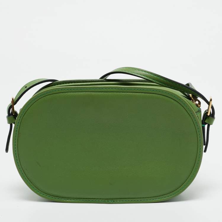 Pre Owned Valentino Green Leather Logo Go Crossbody Bag