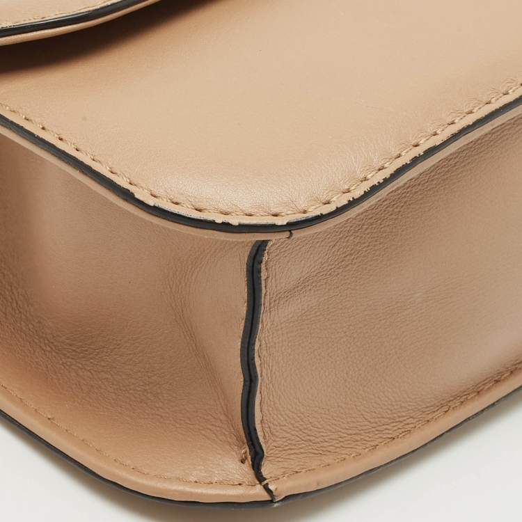 Pre Owned Valentino Beige Leather Medium Rockstud Glam Lock Shoulder Bag